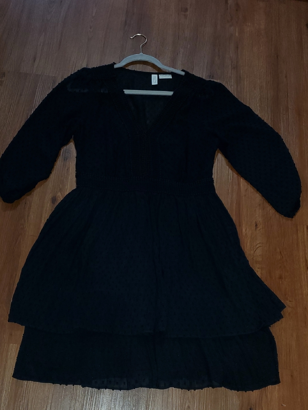 Anthropologie Black Tiered V-Neck Midi Dress - Picture 7 of 13